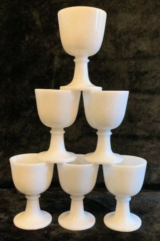 Set Of 6 White Marble Alabaster Shot Glasses Cordial Egg Cups