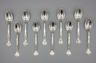 Gorham Chantilly Sterling Silver Demitasse Spoons,  Set Of 10 – 4 1/8 " Old Mark