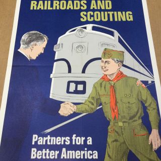 Boy Scout Poster Railroads And Scouting Partners For A Better America 22 " X 17 "