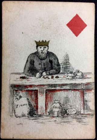 Authentic C1862 Antique Playing Cards Historic Royal King Court Scarce Single