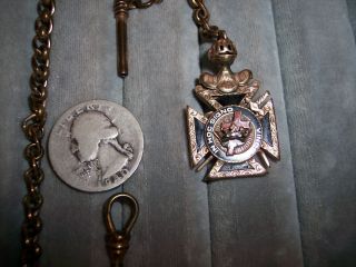 Knights Templar Masonic Keystone 10k Watch Fob 3d Knight Ornament With Chain