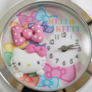 Japan - Made Hello Kitty Deco Watch Pink Ribbon From Yokohama