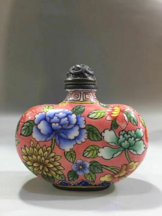 Chinese Exquisite Handmade Flower Cloisonne Snuff Bottle
