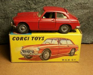 Vintage | Corgi Toys | 327 | Mgb Gt | Red | Box |