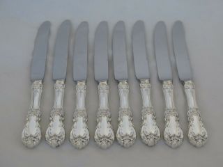 Set Of 8 Reed & Barton Sterling Silver Burgundy French Blade Knives