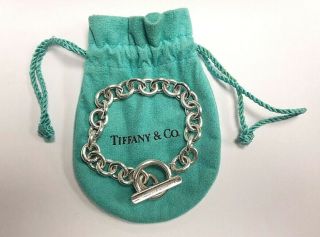 2004 Tiffany & Co.  925 Sterling Silver 1837 Bar Toggle Bracelet & Pouch - 8 Inch