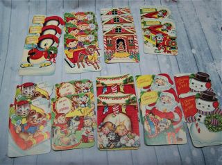 Vintage Mid Century Children ' s Activity Christmas 21 Cards Envelopes Box 2