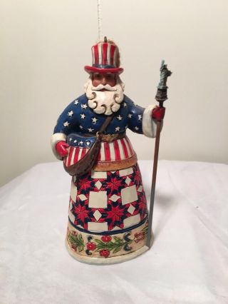 Jim Shore American Santa With Statue Of Liberty Staff Ornament With Tag