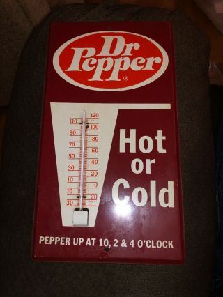 Vintage Dr.  Pepper Advertising Thermometer Sign 6 3/4 X 12