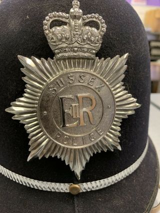 Vintage Sussex Police British English Bobby Helmet Hat 2