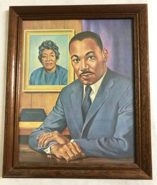 Vintage 1960s Martin Luther King Jr.  Memorial Art Print " Together Again "