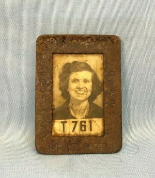 Vintage Tampa Shipbuilding Company Inc.  Female Employee Id Badge Pin T 761 1940s