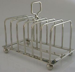 Large Heavy Art Deco Sterling Silver Six Slice Toast Rack 1912 Antique 181g