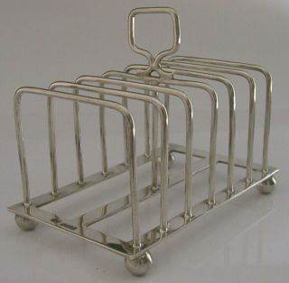 LARGE HEAVY ART DECO STERLING SILVER SIX SLICE TOAST RACK 1912 ANTIQUE 181g 2