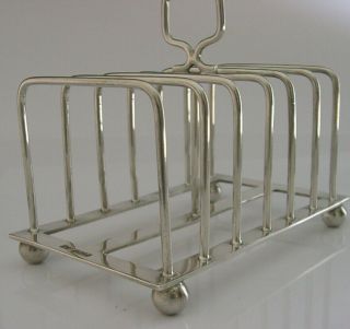 LARGE HEAVY ART DECO STERLING SILVER SIX SLICE TOAST RACK 1912 ANTIQUE 181g 3