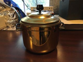 Vintage 1960s Mid Century Modern Gold Metal Swanky Barware Ice Bucket