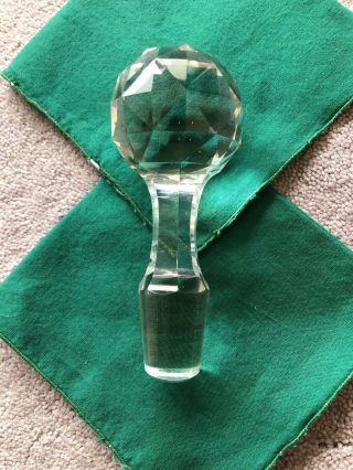 Vintage Decanter Bottle Stopper Clear Cut Glass Crystal Large 5 " Liquor Faceted