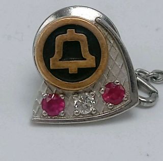 10k Solid Gold Bell Service Pin 2 Rubies & 1 Diamond (1.  82g) Tie Tack