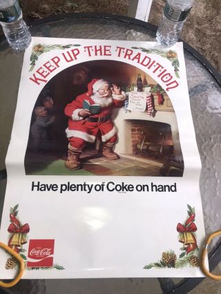 Vintage Coca Cola Christmas Santa Claus Advertising Poster,  2 Sided