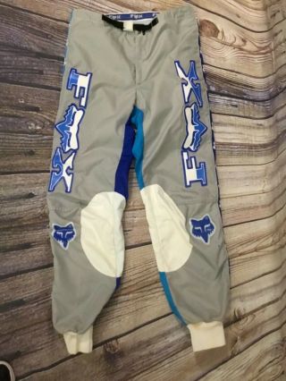 Vintage Fox Moto X Bmx Bike Racing Pants Blue White Gray Boys Size 32 Finland