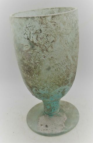 Circa 200 - 300ad Ancient Roman Blue Glass Chalice Vessel