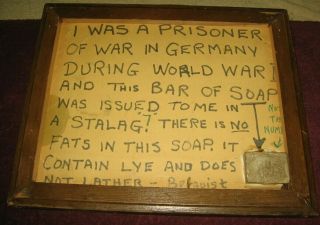 " I Was A Prisoner Of War In Germany " In Stalag Trench Art Berquist Lye Soap