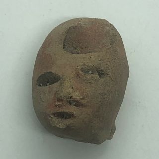 800 - 1200 Ad Pre Columbian Anthropomorphic Face Clay Pottery Head South America B