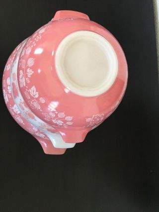 Vintage Pyrex Pink Gooseberry Cinderella Nesting Mixing Bowls 442 443 444 2