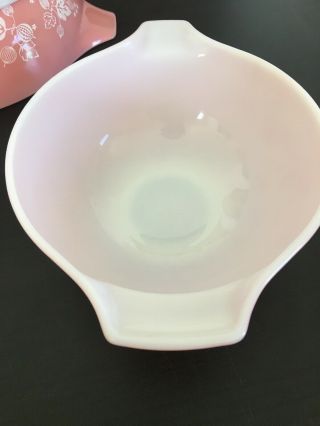 Vintage Pyrex Pink Gooseberry Cinderella Nesting Mixing Bowls 442 443 444 3