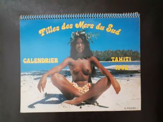 1982 Girls Of South Seas Tahiti Calendar Tahitian Topless Hawaiian Nude