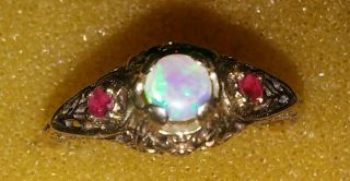 Vintage Estate 14k Yellow Gold Ruby And Opal Ring Size 6 3/4 ( (379))