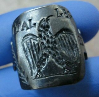 Scarce Ancient Roman Ar Silver Legionary Ring Leg Ii Italica Eagle Ad 165