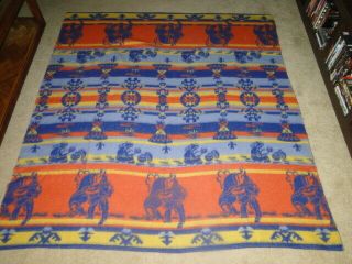 Vintage Design Blanket Beacon Cotton Camp Western Southwest 64 X59 Nches