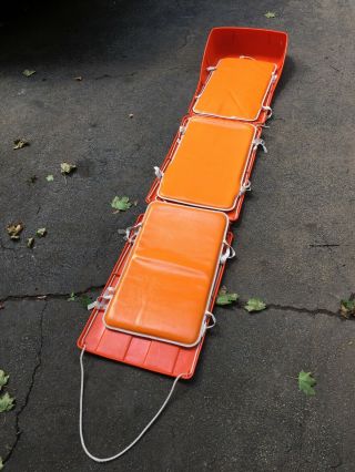 Vintage Toboggan Sled Folding Plastic Retro Near 8 Ft.  Long Snow Rescue Portable