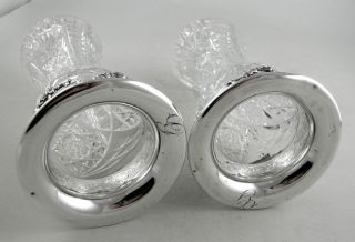 Sterling and cut Crystal Gorham vases - garland themed pattern (pair) 3