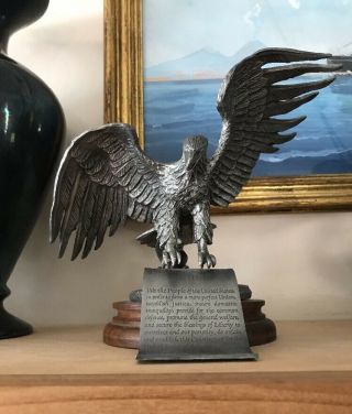 Frank Gasparro Pewter Sculpture “eagle & The Constitution “.  1987 Signed Ltd.  Ed.