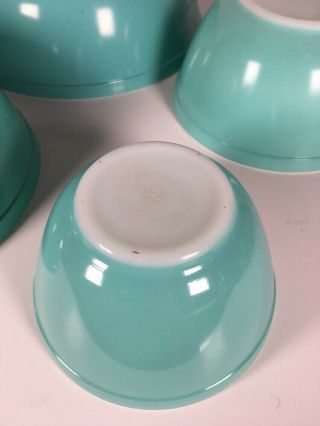 Set of 4 Vintage Pyrex Turquoise Mixing Bowls 401 402 403 404 Nesting 3