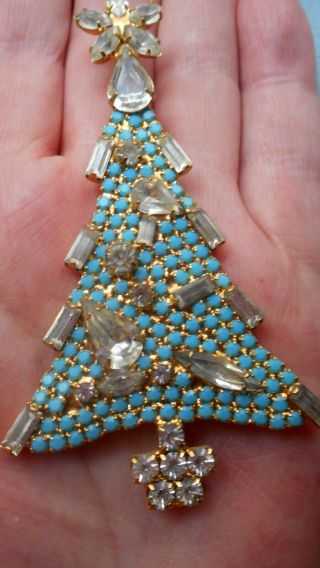 Rare Vintage Signed 3.  5 " Dominique Christmas Tree Pin