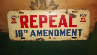 Wonpr Repeal 18th Amendment Prohibition Plate Topper Metal Sign Beer