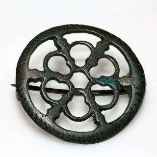 Museum Quality Roman Round Open Work Fibula Brooch Ca 200 - 300 Ad