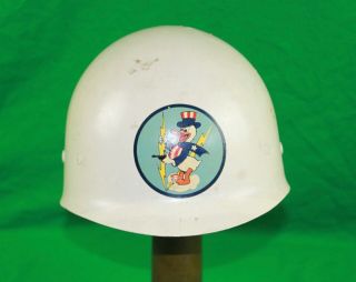 Wwii Us Army M1 Helmet Liner Fighter Bomber Decale Disney Donald Duck Cartoon Af