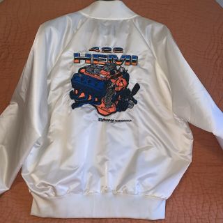 426 Hemi Jacket - Official Mopar - Men’s Xl White Satin Embroidered 80’s Vintage