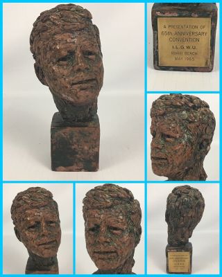 1965 John F.  Kennedy Jfk Bust Statue Sculpture - Robert Berks Ilgwu Convention