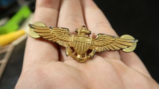 Wwii Era Us Navy Pilot Wings By Vanguard Sterling Silver Gold Filled