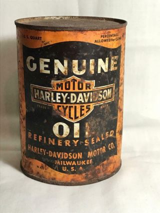 Vintage Harley Davidson Motorcycles Metal Motor Oil Can Qt Quart