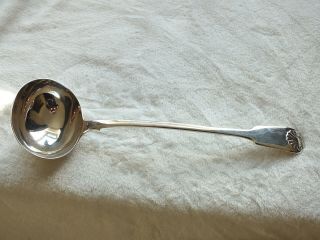Antique Victorian Solid Silver Shell Pattern Soup Serving Ladle - Large - 1857