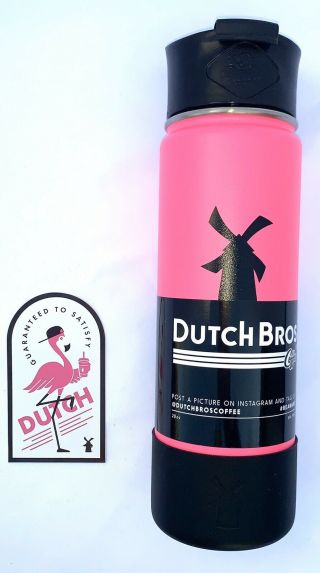 Dutch Bros Coffee Pink Stainless Steel Travel Mug Be Aware With Sticker