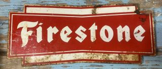 Vtg Firestone Ca.  50s - 60s Bowtie Tire Display Rack Sign Topper Gas & Oil Station