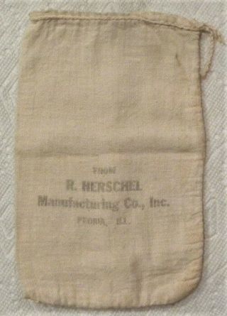 Vintage R.  Herschel Manufacturing,  Peoria,  Illinois Il,  Farm Tool Small Cloth Sack