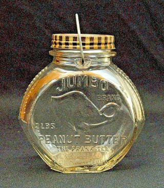 Jumbo Peanut Butter 2 Lb.  Jar,  W/ Early Lid Frank,  Tea & Spice Co